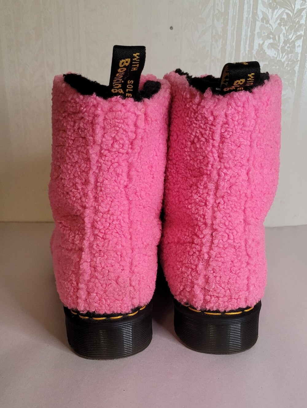 Dr Martens 1460 Pascal Pink Faux Shearling Boots - Picture 7 of 10